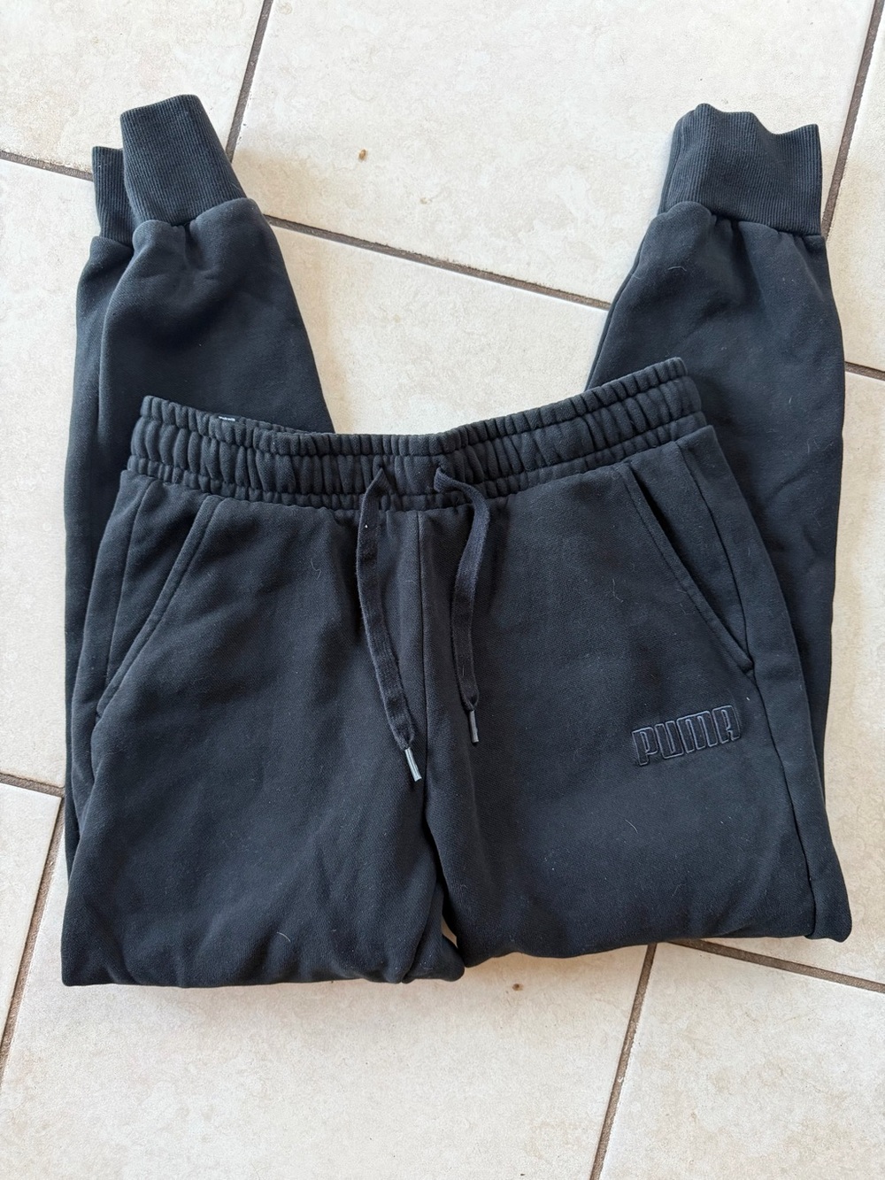 Puma Black Fleece Tonal Embroidered
Logo Drawstring Joggers